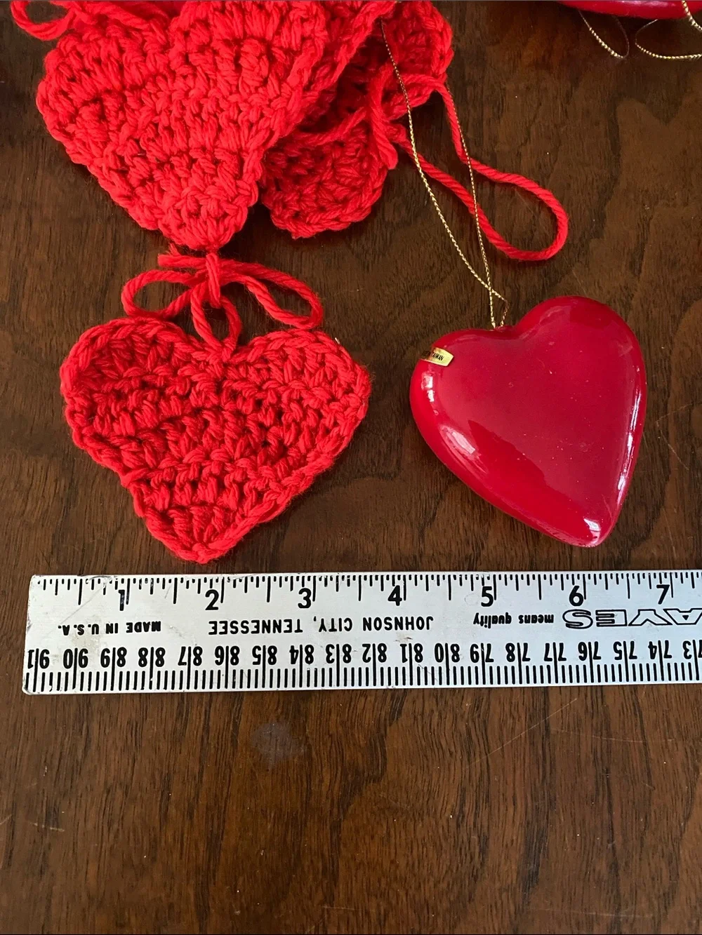 Vintage Valentine Tin Box full of Heart Ornaments